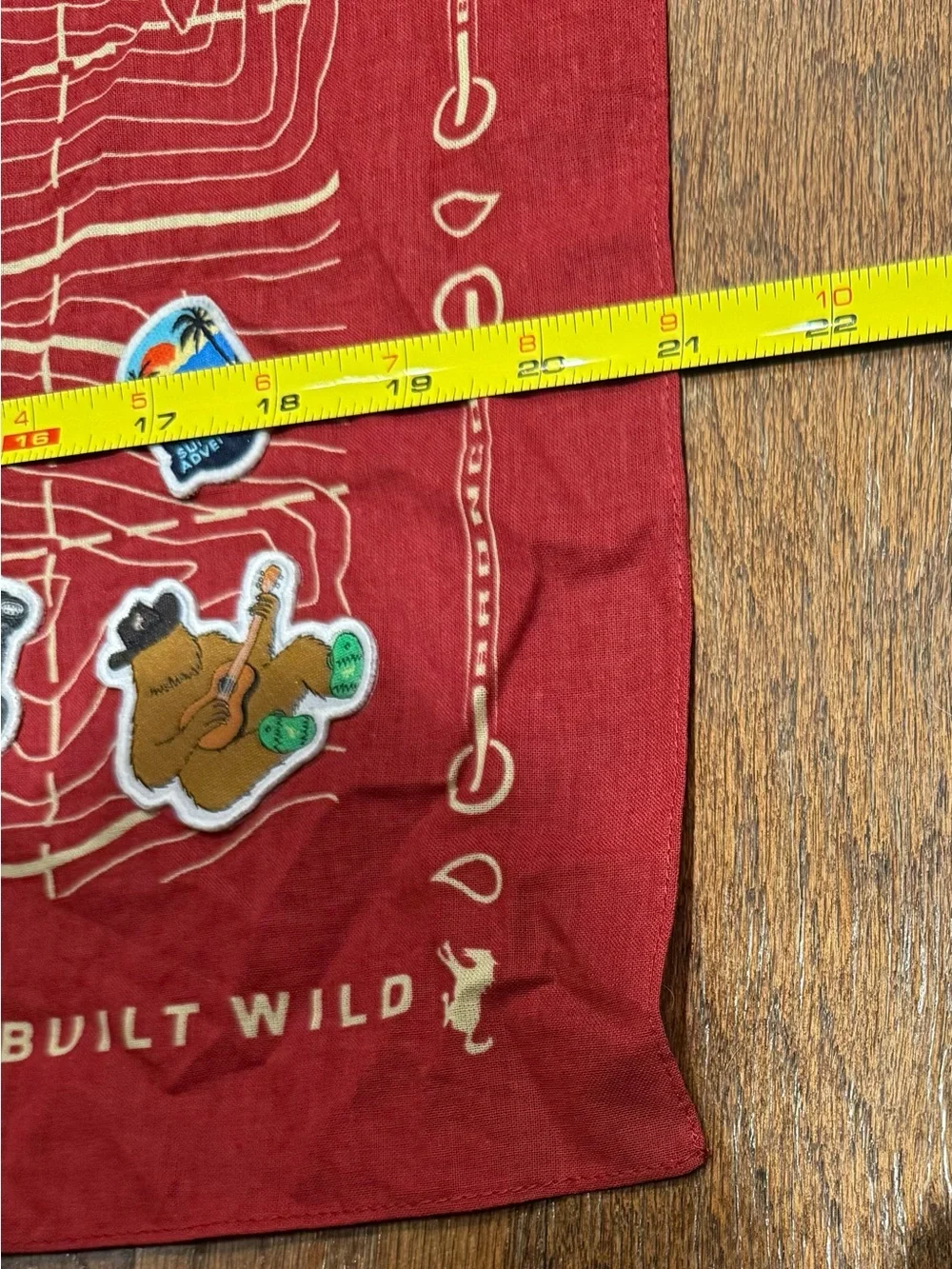 Ford Bronco Built Wild Topographic Map Bandana w/ Embroidered Patches – Rust Red